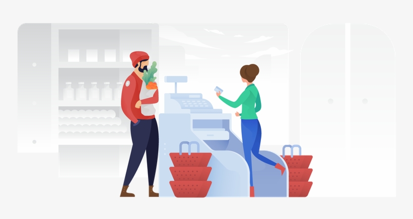 Premium Man Paying At Cashier In Shopping Mall Illustration - Illustration, transparent png download