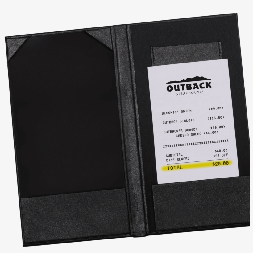 Outback Steakhouse Recipt - Outback Steakhouse, transparent png download