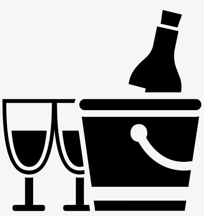 Wine Bottle In Bucket With Two Glasses Comments - Balde De Gelo Vetor, transparent png download