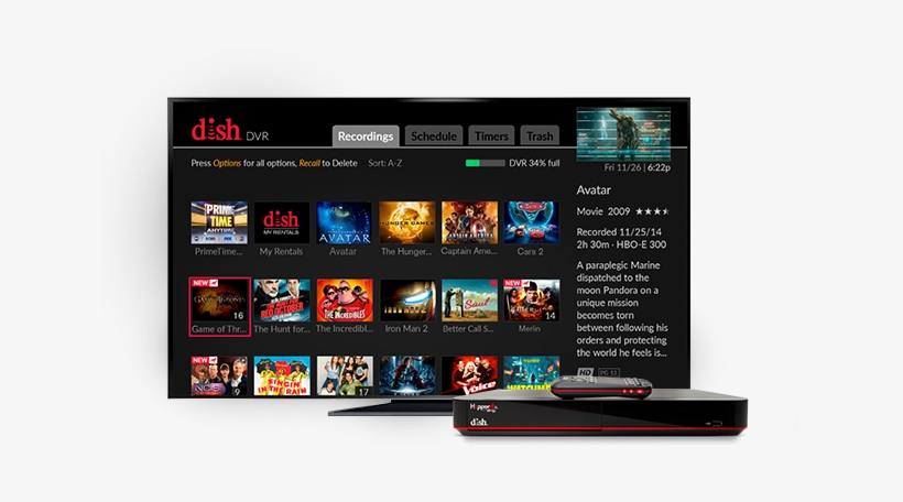 Photo Of Dish Network Tv Screen And Remote Control - Dish Network, transparent png download