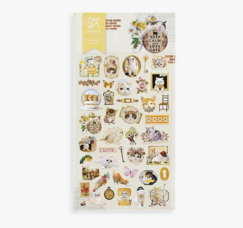 Sonia J Design Stickers - Keep Calm Love Cats Sticker 1 Sheet, transparent png download
