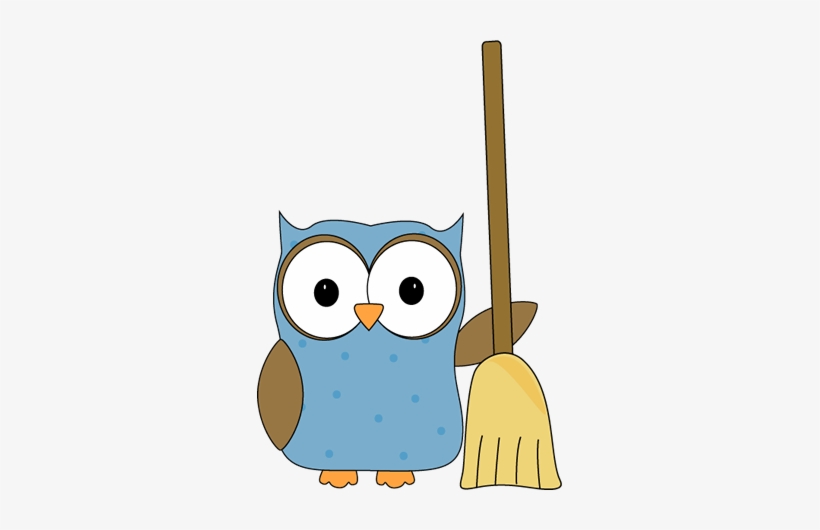 Broom Clip Art - Owl With Broom, transparent png download