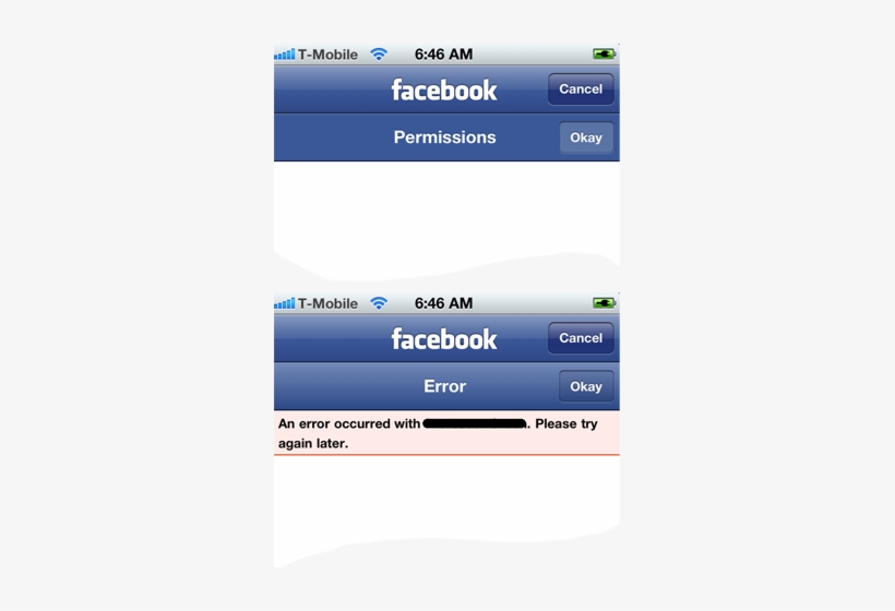 Error Received On Iphone, Blank Permissions - Facebook, transparent png download