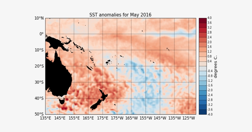 Surface Temperature Anomalies For May 2016, Data Is - Asia Pacific Map Transparent, transparent png download