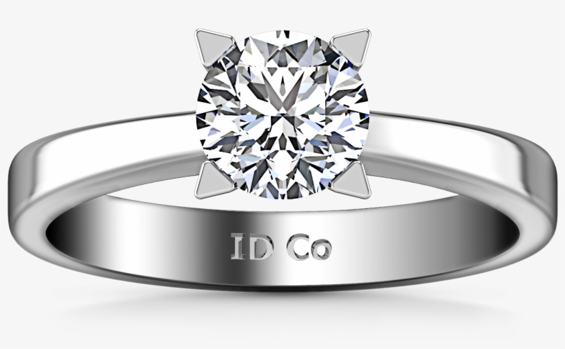 Solitaire Engagement Ring Icon 14k White Gold - Round Diamond Solitaire Engagement Ring Icon 14k White, transparent png download