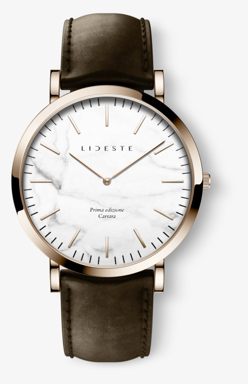 Rose Gold Leather Watch With Brown Leather Strap, Men's - Watch, transparent png download
