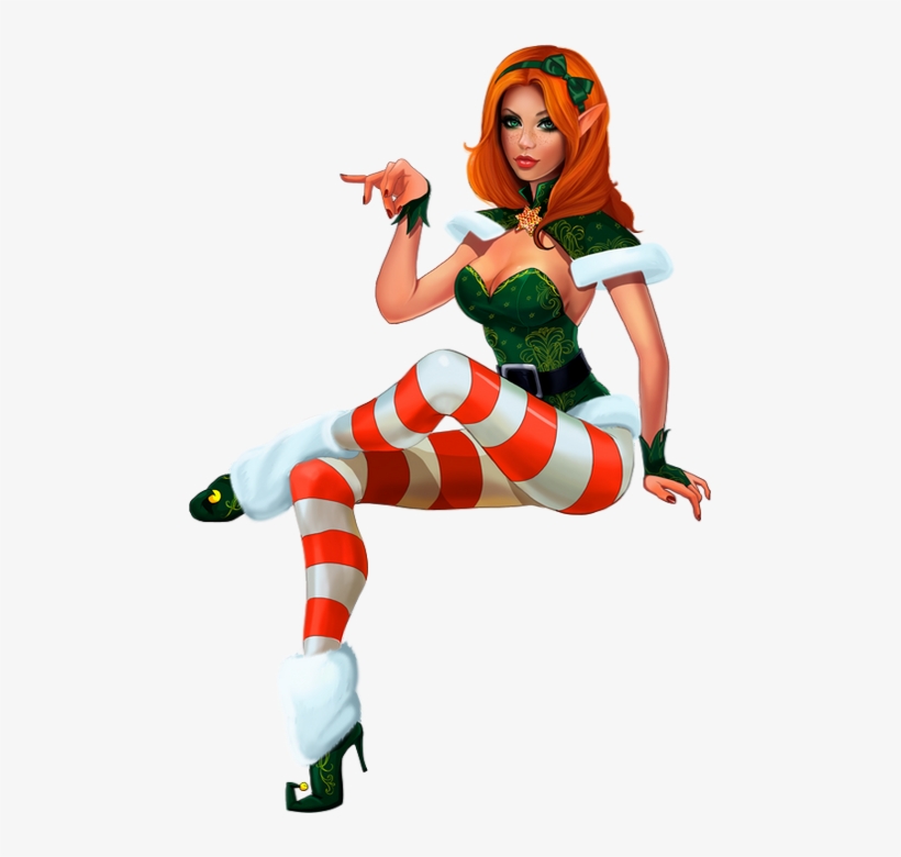 Sexy Christmas Elf Cartoon, transparent png download