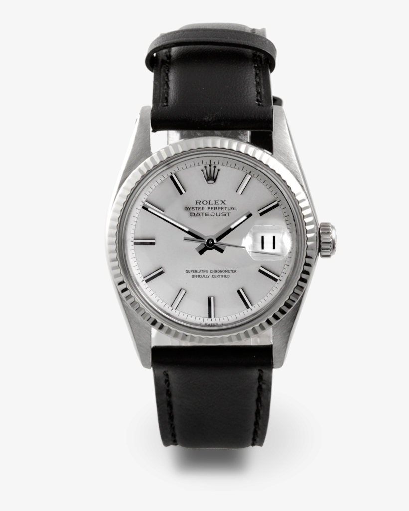 Used Vintage Original Rolex Mens Stainless Steel 1601 - Rolex 1601 Black Leather Strap, transparent png download
