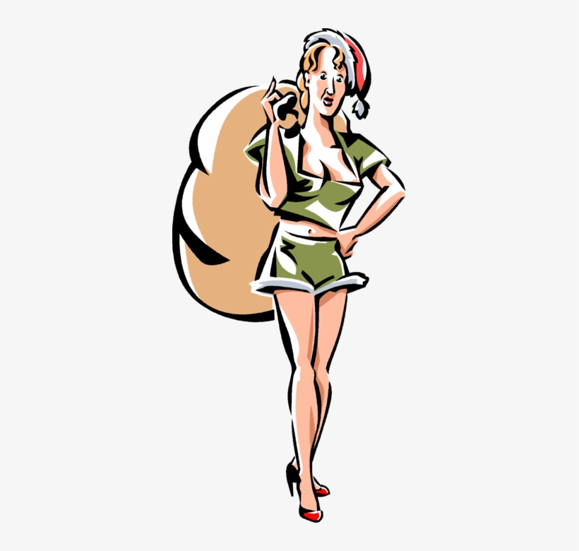 Vector Illustration Of Santa Claus' Sexy Helper Elf, transparent png download