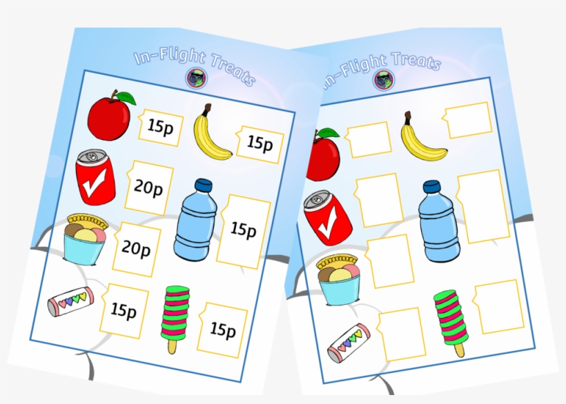 Aeroplane In-flight Treats Menus/mark Making Prompts/writing - Menu, transparent png download
