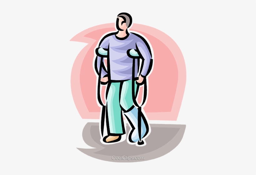 Man With A Broken Leg And Crutches Royalty Free Vector - Человек С Костылями Пнг, transparent png download