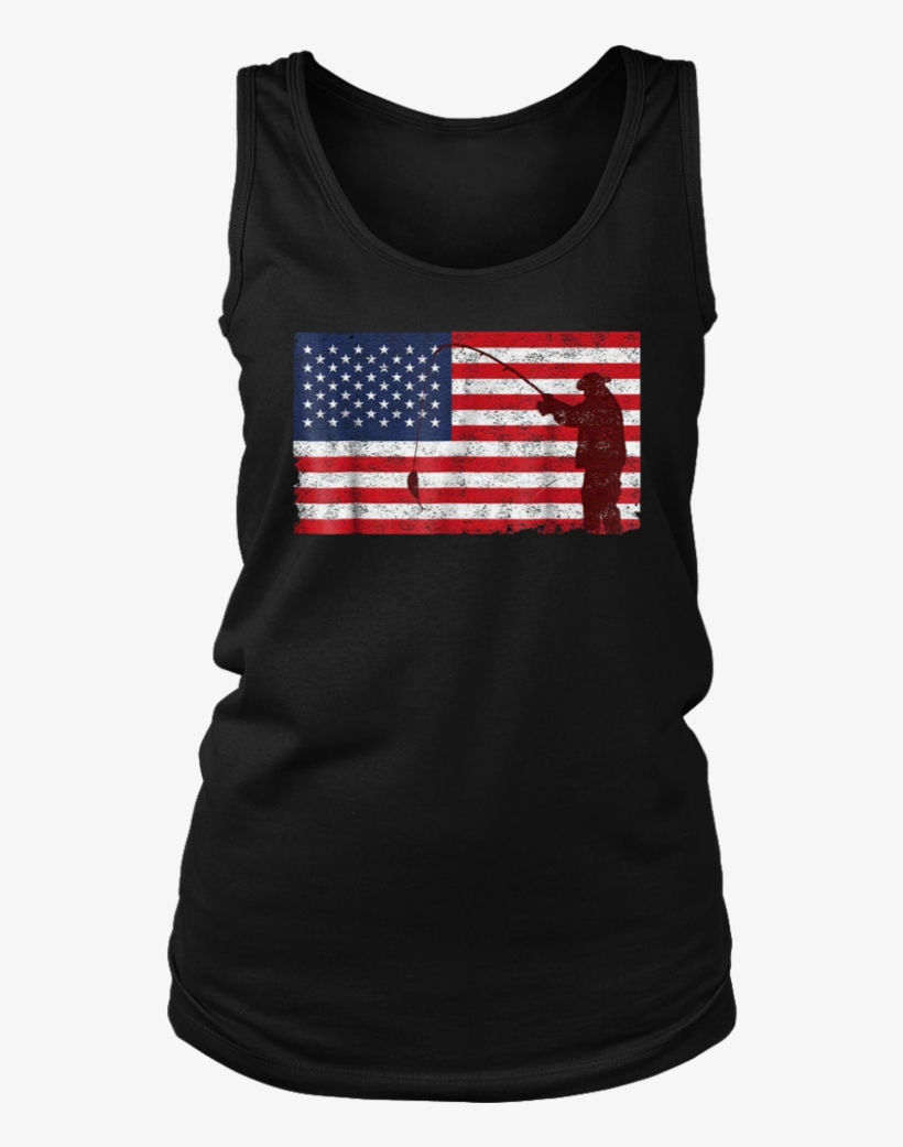 Vintage Distressed American Flag Fishing Pole T-shirt - Shirt, transparent png download