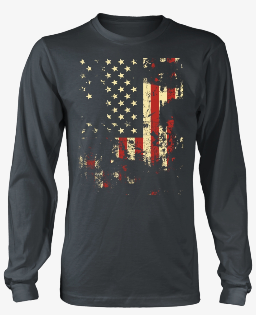 Distressed American Flag District Long Sleeve - Limited Edition Molon Labe - Come And Take, transparent png download