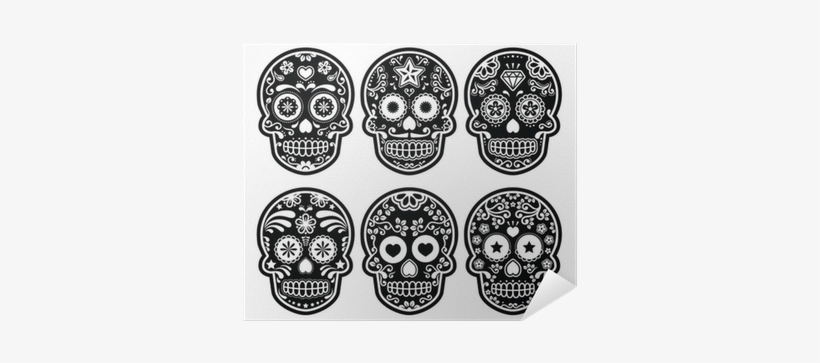Mexican Sugar Skull, Dia De Los Muertos Black Icons - Sugar Skull Decoration For Drawing, transparent png download