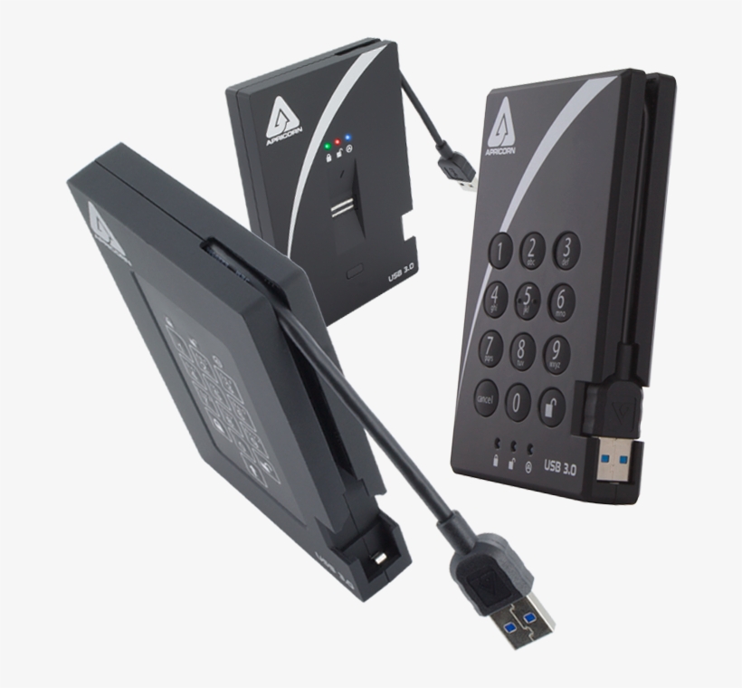 Aegis Portables - Apricorn 2tb Aegis Padlock Usb 3.0 Hard Drive (256-aes), transparent png download