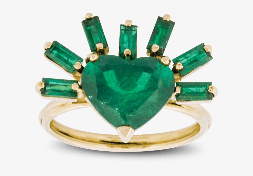 Flaming Heart Ring With Emerald - Emerald, transparent png download