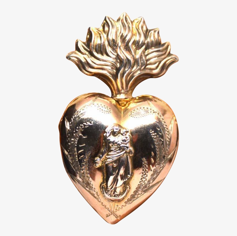 Antique Nineteenth Century French Vermeil Sacred Flaming - Locket, transparent png download