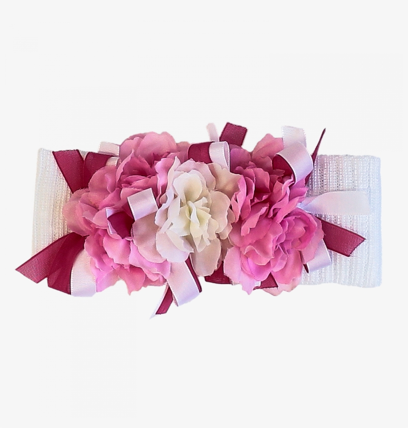 Headband In Cream Cotton With Flowers - Cream, transparent png download