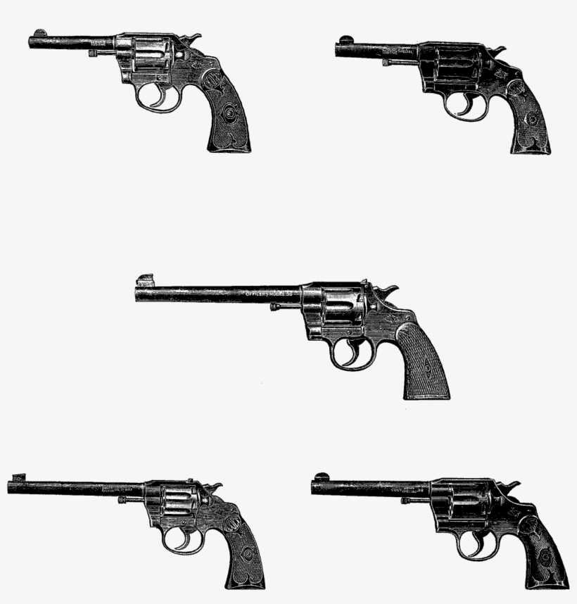 Gun Revolver Vintage Images Collage Sheet Download - Colt Revolvers Npage From An Abercrombie And Fitch, transparent png download