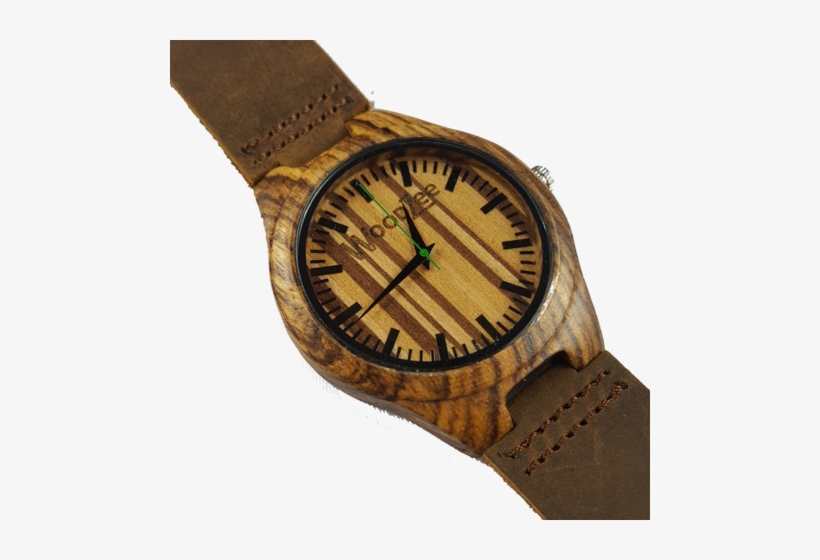Zebrawood Watch With Dark Brown Leather - Zebrawood, transparent png download