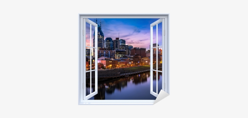 Vinilo Pixerstick Blanco Ventana Abierta - Leinwandbild Nashville Skyline Panorama Home Loft Concept, transparent png download