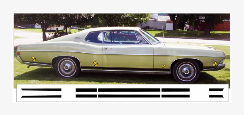 1968 Ford Galaxie 500 Xl Gt Lower Stripe Kit - Ford Galaxie, transparent png download
