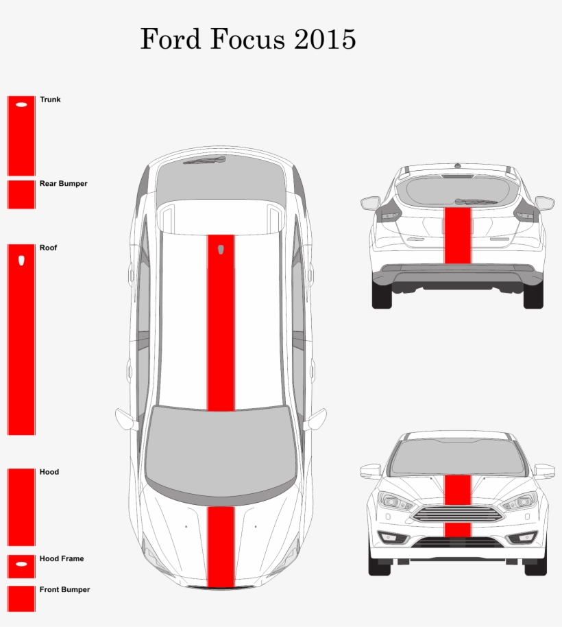 Ford Focus 2015 10" Rally Racing Stripe With Pin Stripes - Audi, transparent png download