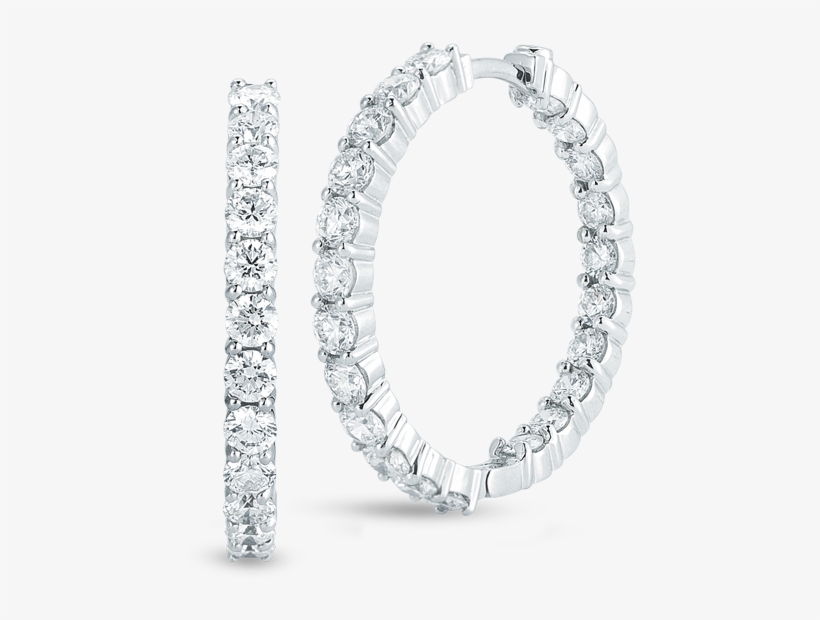 Roberto Coin Perfect Diamond Hoops™ 18k White Gold - Roberto Coin 18k White Gold Diamond Inside-out Hoop, transparent png download
