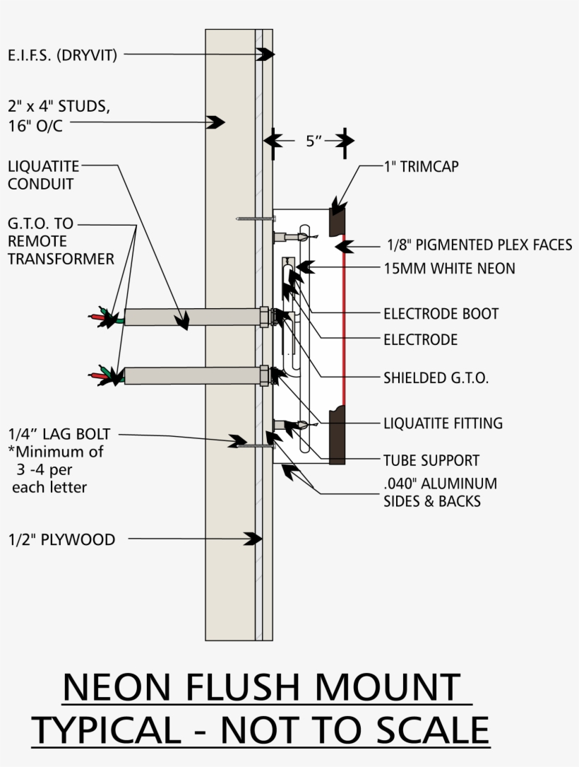 Neon & Led Channel Letter Mounting Options - Channel Letters, transparent png download