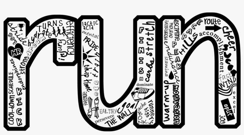 Run Collage 1,600×1,600 Pixels - Cross Country Word Art, transparent png download