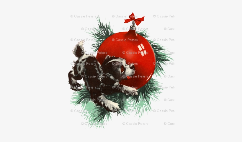 Vintage Christmas Puppy Back - Christmas Day, transparent png download