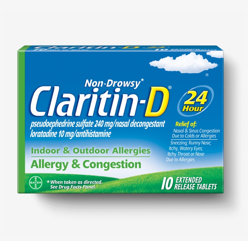 Front View Of Claritin D® Tablets 24 Hour Package - Claritin D, transparent png download