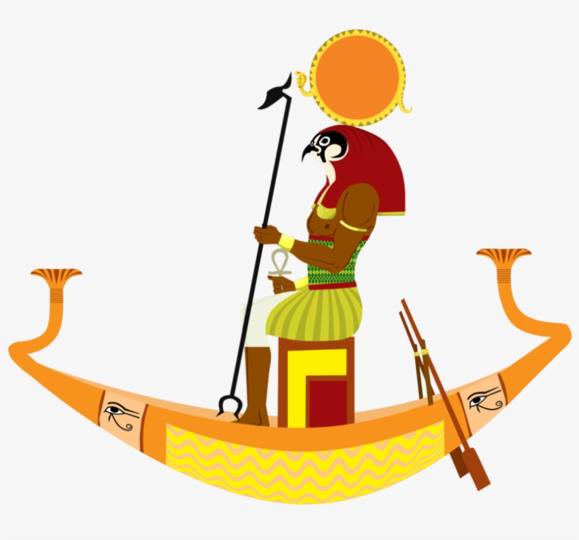 God Ra On Aten Boat-hj56 - Ra Egyptian God Boat, transparent png download