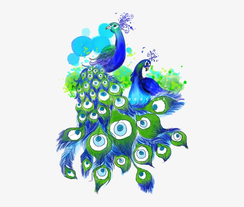 卡通手绘孔雀 - Rainbowsky Animal Peacock Mini Portable Pocket Purse, transparent png download