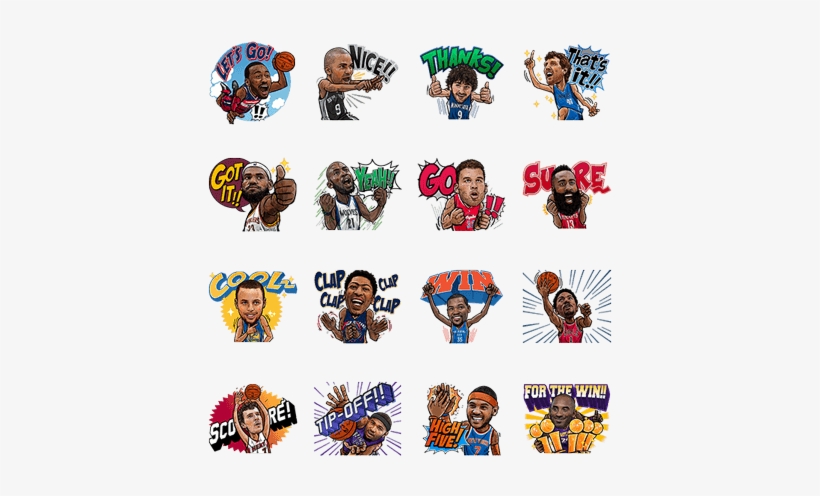 These Stickers Include Basketball Favorites Like Lebron - Nba スタンプ, transparent png download