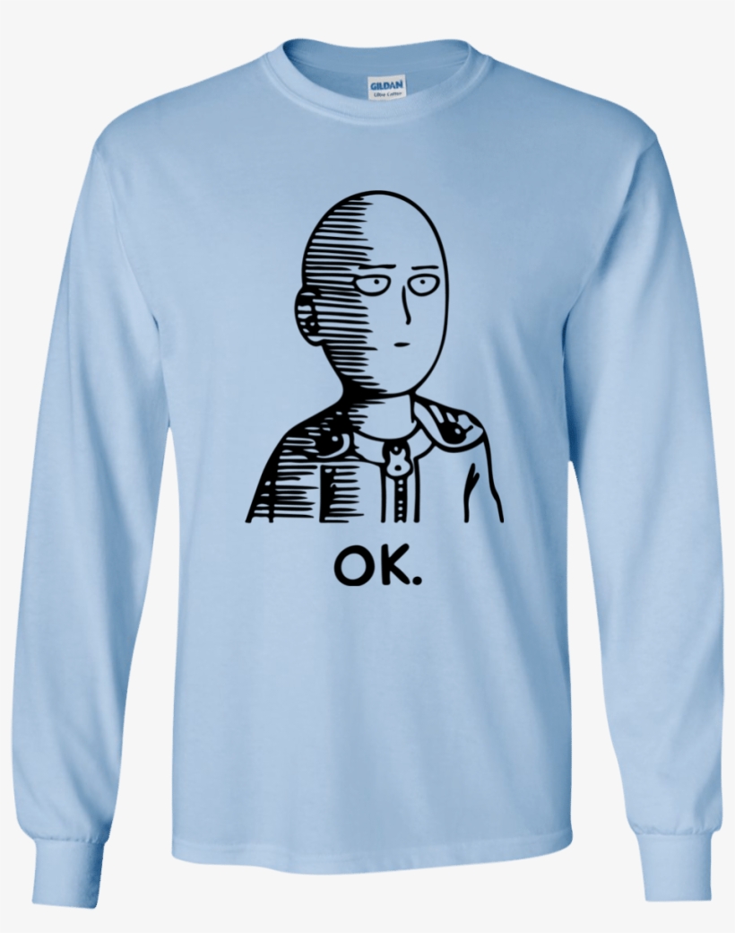 One Punch Man Saitama Ok Long Sleeve T Shirt - Best Gift - Ok Hero | You Want One? Hoodie/t-shirt/mug, transparent png download