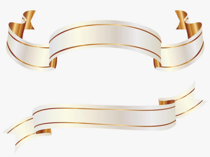 White And Gold Banners Png Clipart Picture - Gold And White Banners, transparent png download