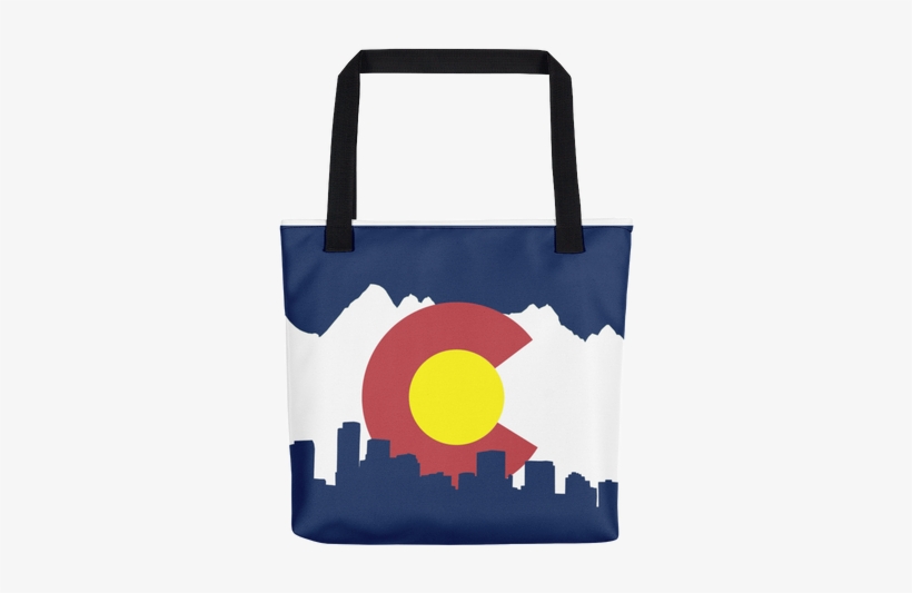 Colorado Flag Tote Bag - Denver Skyline Art Mountains, transparent png download