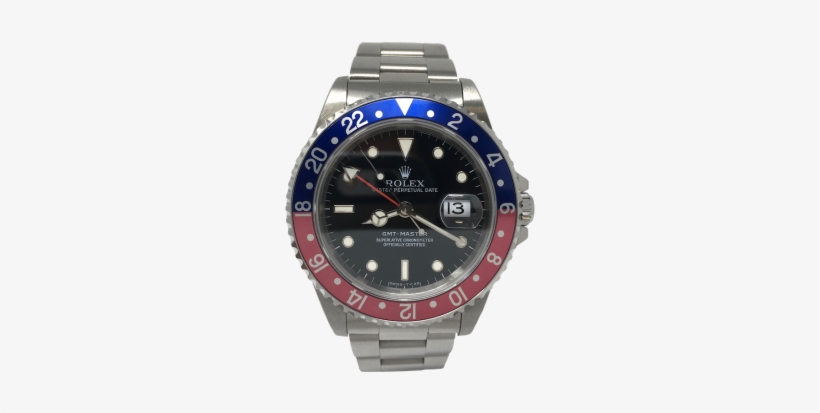 Rolex Gmt-master Stainless Steel Blue And Red 'pepsi' - Rolex 18k Yellow Gold/stainless Steel Gmt-master Ii, transparent png download
