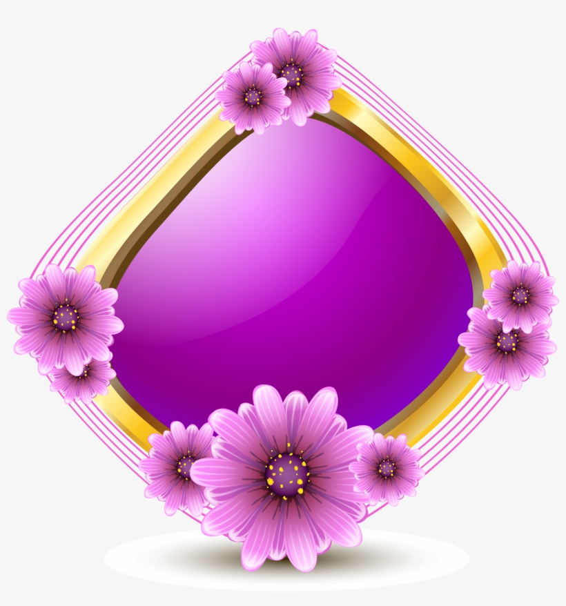 Euclidean Flowers Crystal Frame Material Transprent - Vector Flower Border Perple, transparent png download