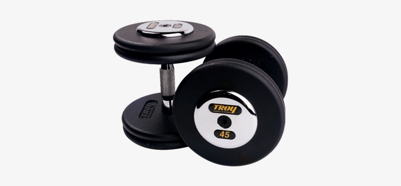Download - Troy Black Pro Style Dumbbells W/chrome Caps 55 - 75lb, transparent png download