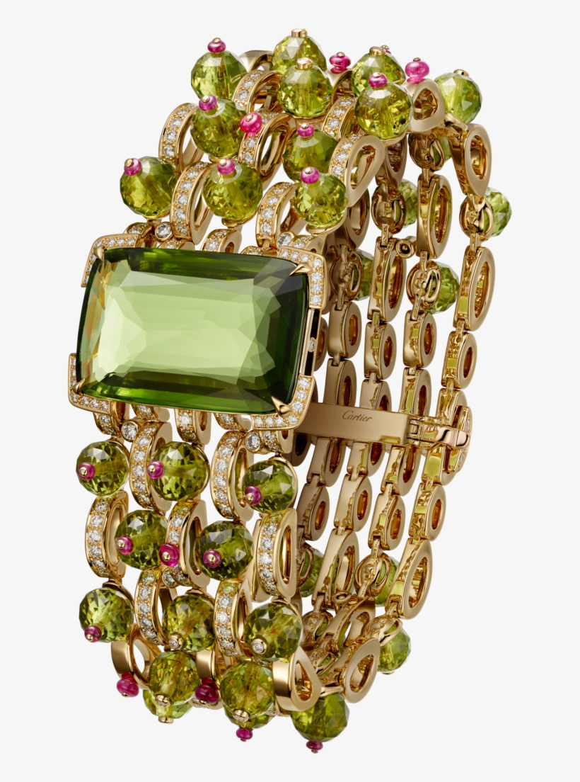 High Jewelry Braceletyellow Gold, Peridots, Rubies,, transparent png download