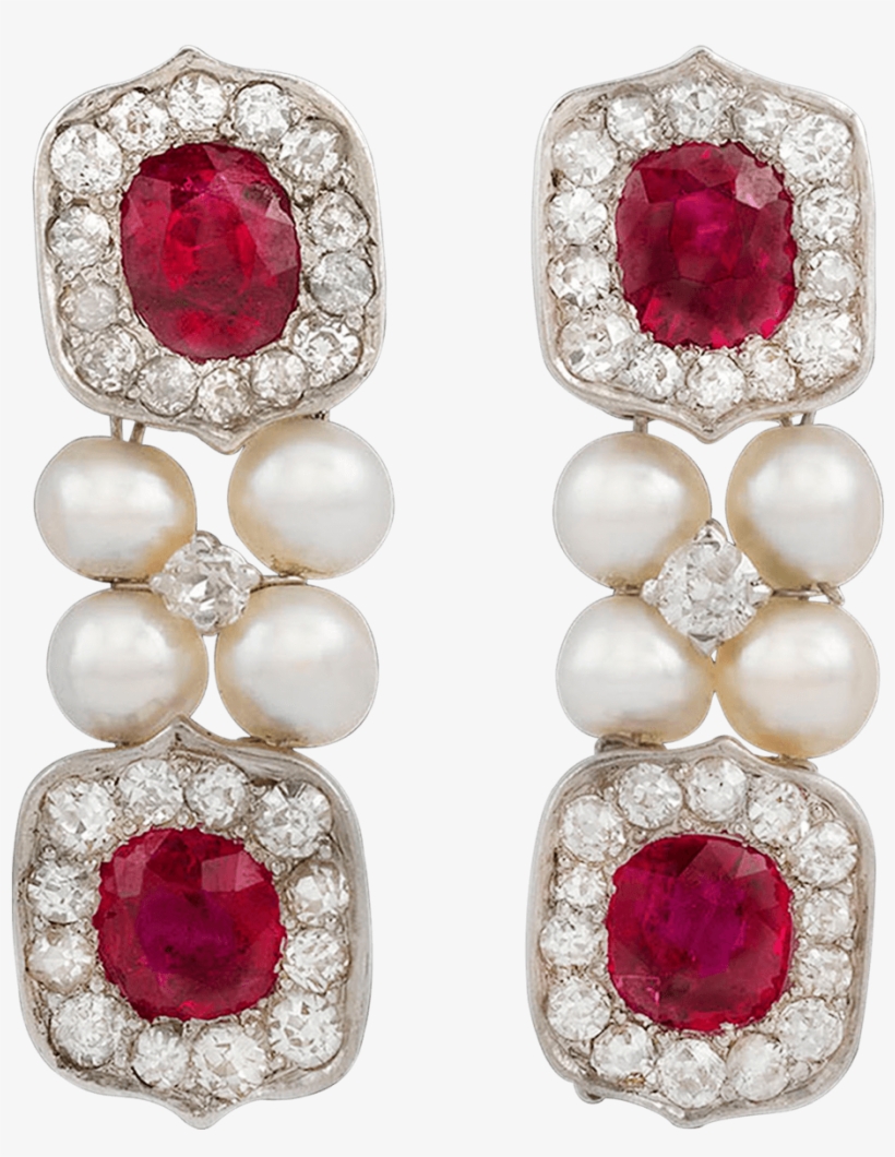 Untreated Burma Ruby And Pearl Drop Earrings - Not Applicable Untreated Burma Ruby And Pearl Drop, transparent png download