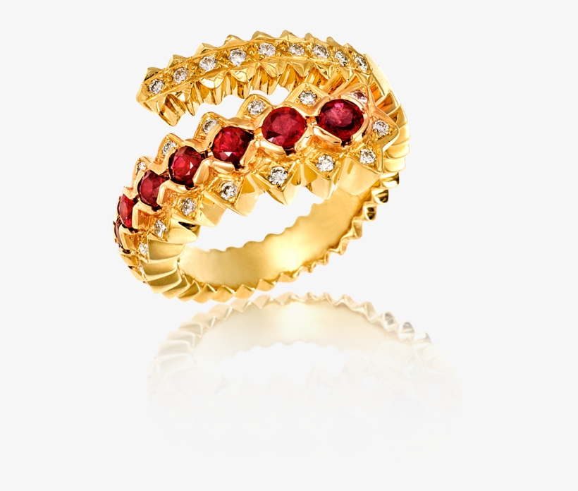 Byzance Ring In 18kt Yellow Gold Set With 1ct Rubies - Δαχτυλιδια Με Χρυσή Λίρα, transparent png download