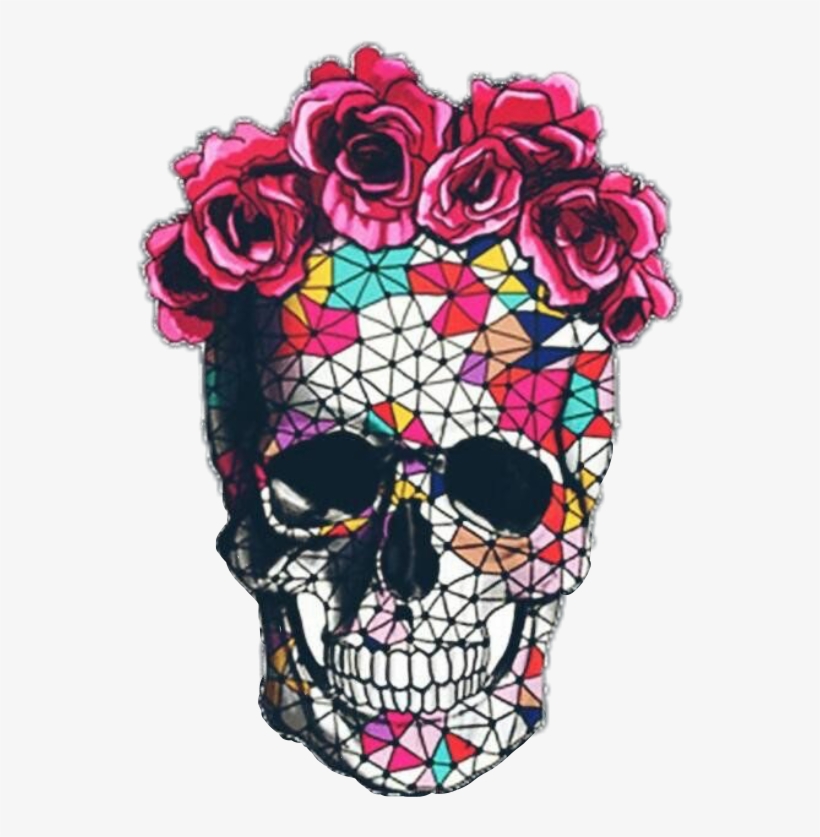 Report Abuse - Sugar Skull With Rose Crown, transparent png download