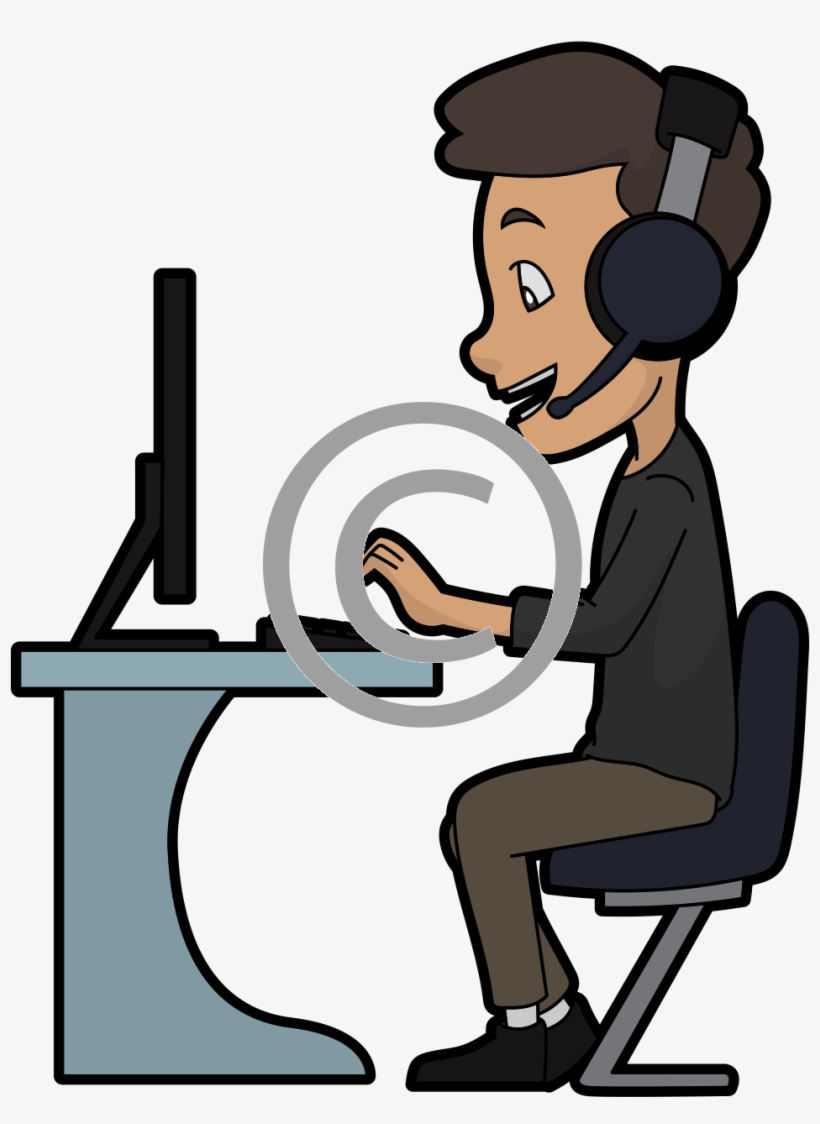 Png - Cartoon With Guy In Computer, transparent png download