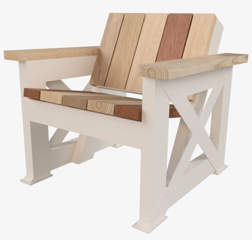 X Base Patio Chair W/ Reclaimed Hardwood - Chair, transparent png download