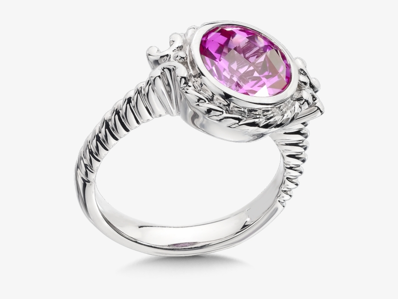 Pink Sapphire Ring In Sterling Silver - Silver, transparent png download