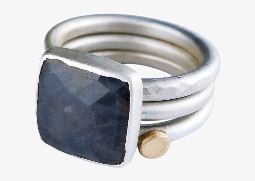Grey Sapphire Stacking Rings With Gold Accent - Gold, transparent png download