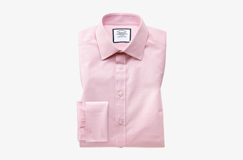 Slim Fit Light Pink Small Gingham Shirt - Pink Checkered Classic Fit Small Gingham Dress Shirt, transparent png download